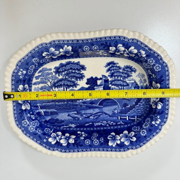 Antique English Copeland Spode's Tower Blue/White Serving Platter 9.5" x 7" EUC - Picture 7 of 10